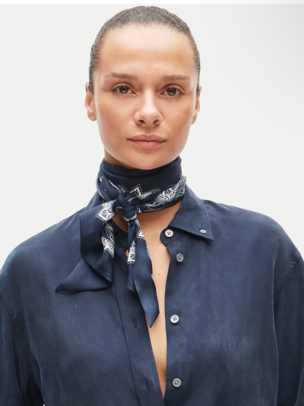 J. Crew Printed silk scarf - Navy